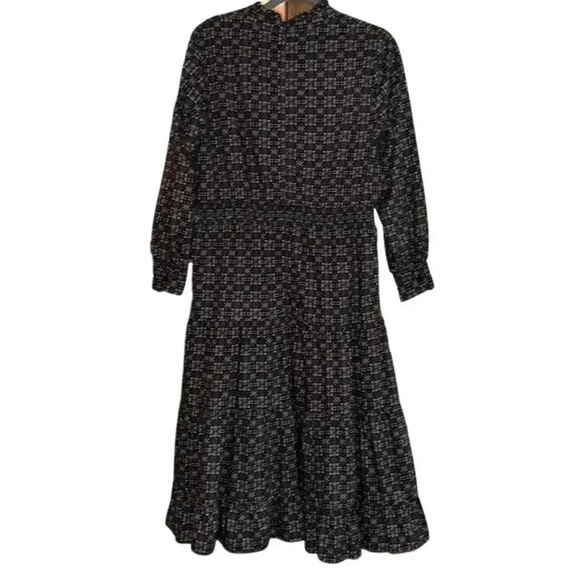 Draw Boho Peasant Long Sleeve Mock Neck Tiered Midi Dress Size Medium - Picture 4 of 8